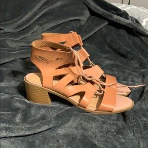 Cute Tan Strappy Wedge Sandals